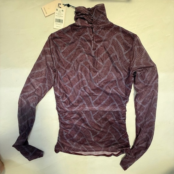 Cinq Sept Calla Lily Lilac Grey Mesh Turtleneck Top Size S MSRP 195 - Picture 4 of 11